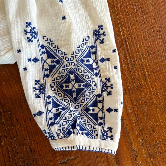 NWT ba&sh Cotton Embroidered Boho Eglantine Blouse White, Blue, Size Small - Picture 15 of 15
